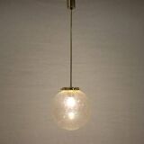 Design Midcentury Brass and bubble glass Pendant, 1980s