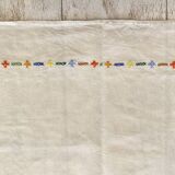 Jolie nappe ancienne brodée à la main - Lin -200x130 cm