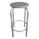 Tabouret de bar vintage - métal chromé et bois