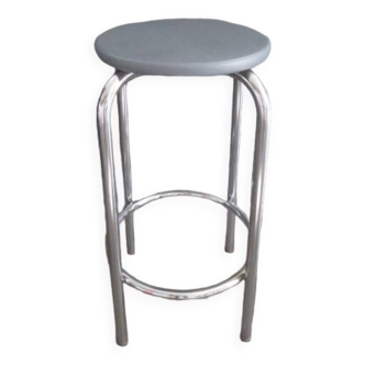 Vintage bar stool - chrome metal and wood