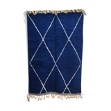 Moroccan Berber carpet Beni Ouarain intense blue with white diamonds 2,51x1.65m