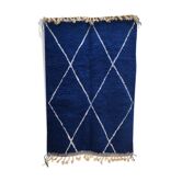 Moroccan Berber carpet Beni Ouarain intense blue with white diamonds 2,51x1.65m