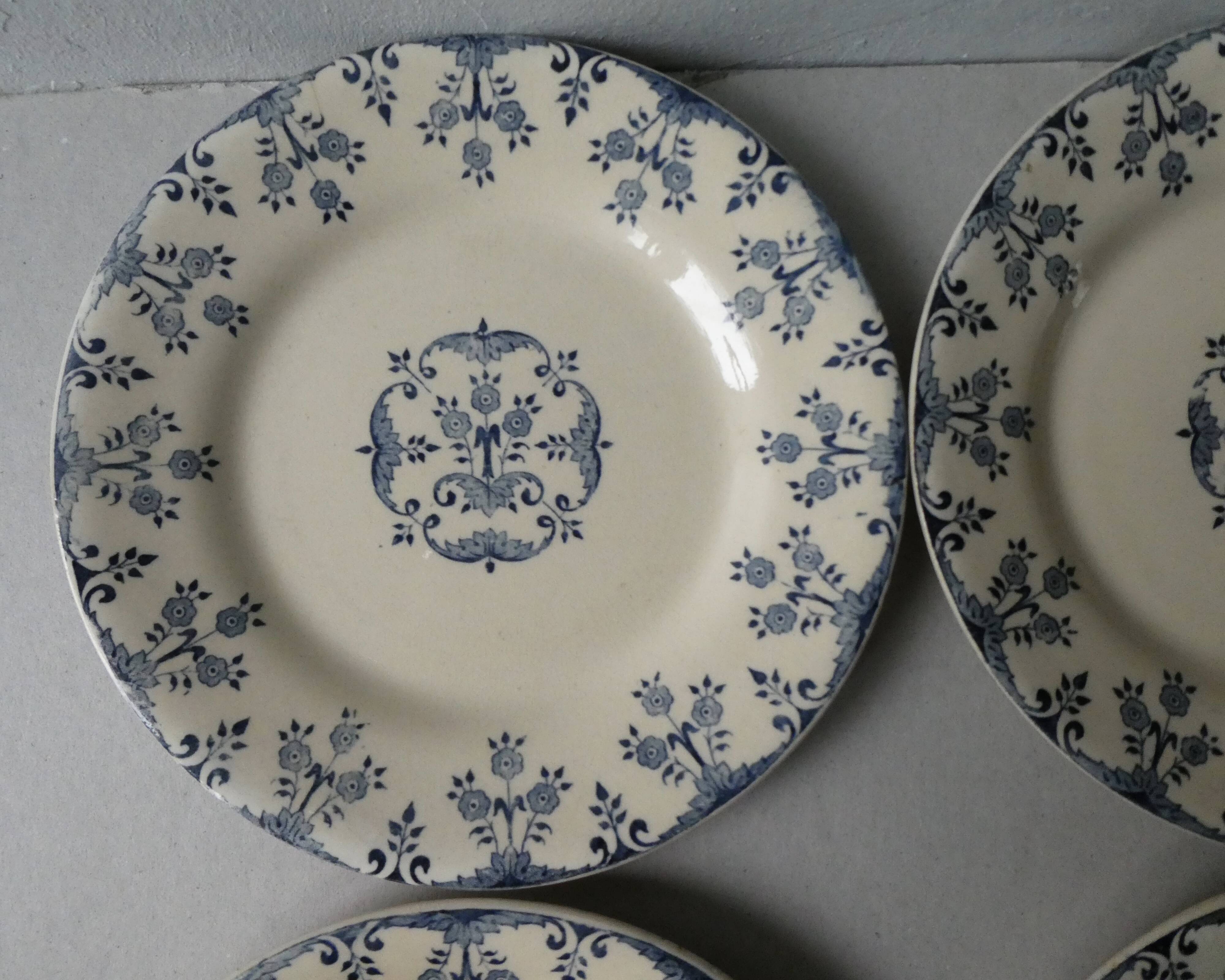 Set of 6 plates Gien iron earth, model Florence