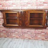 Renovated large walnut art deco hanging display cabinet, 1930s