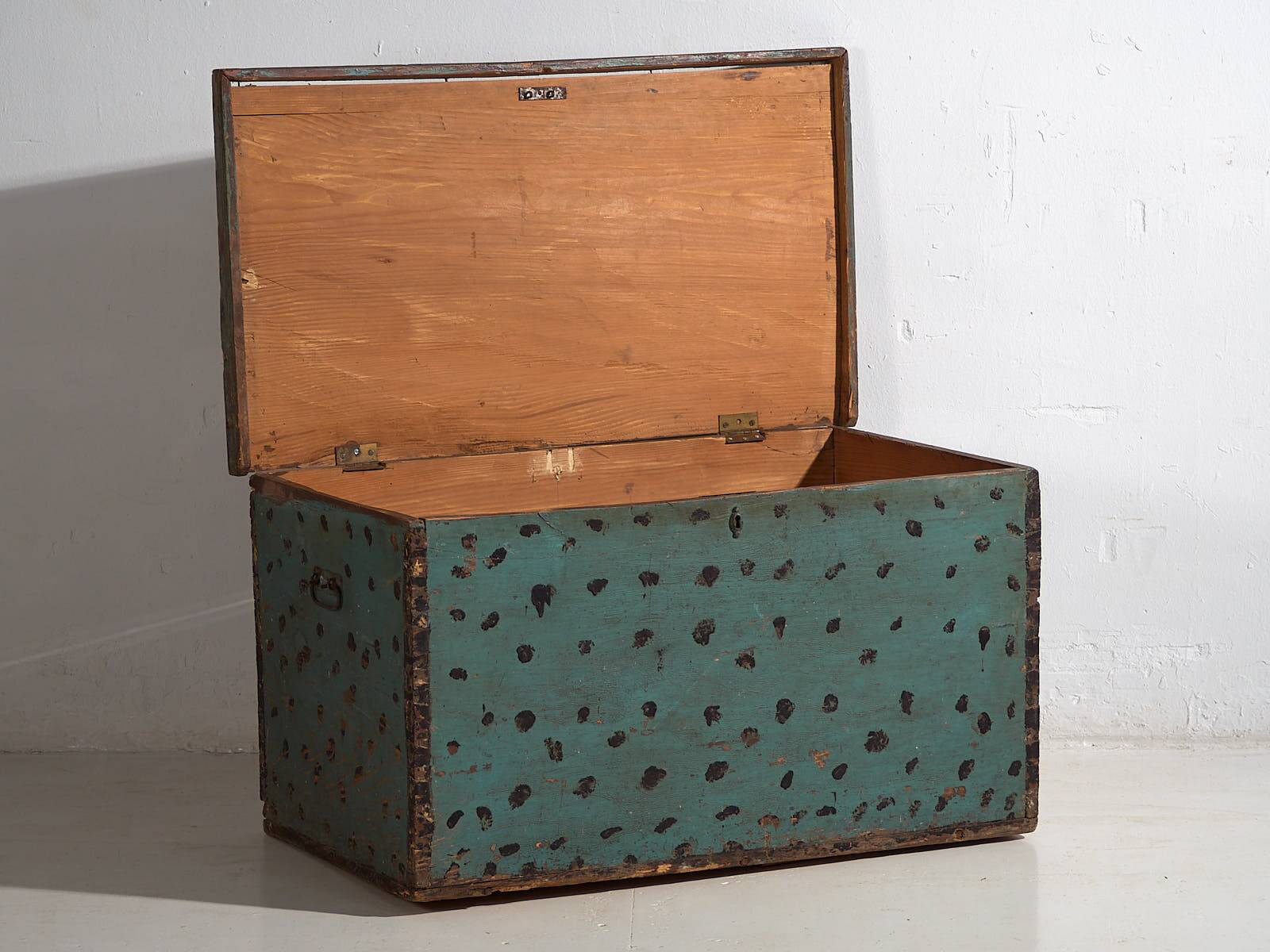 Antique Mint Green Storage Trunk (c.1920)