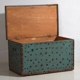Ancienne malle de rangement vert menthe (c.1920)