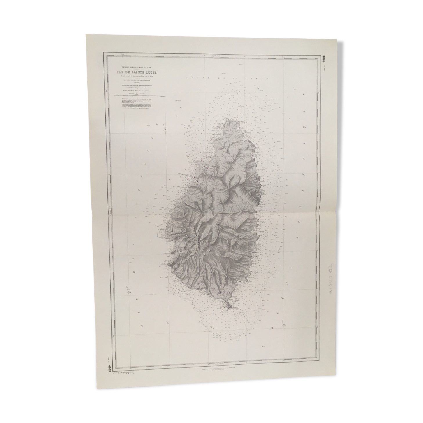 Ancient marine map is St Lucie Antilles