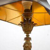 Bronze lamp with lampshade, bronze table lamp, living room lamp, lampshade lamp, accent lamp