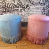 A pair of vintage velvet poufs.