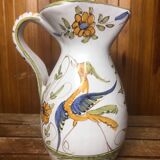 Old moustiers white ceramic pitcher vintage painted decor
