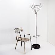 Vintage chrome coat rack with umbrella stand