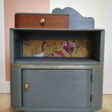 Art deco style bedside table - asymmetrical mustache foot