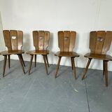 Chaises de salle à manger en chêne brutalisme vintage, années 1960, ensemble de 4.