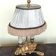 bronze bouillotte lamp with 2 lights and fabric shade