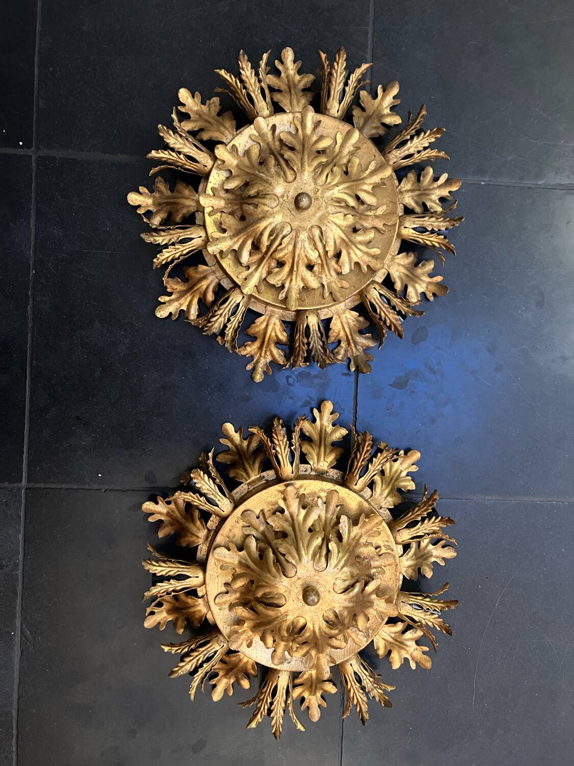 Set of 2 Large Florentine Chandelier Ceiling Lamps  by Banci Firenze Italy Regency Hollywood Style