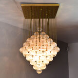 Venini mid century italian flushmount murano glass bubbles and brass chandelier