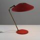 Red Shrink-Lacquered Brass Table Lamp, Germany, 1950s