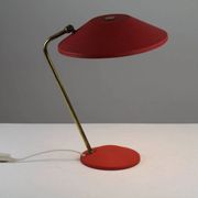 Red Shrink-Lacquered Brass Table Lamp, Germany, 1950s