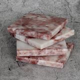 Madeji – Pink Square Natural Marble Coasters- set of 4