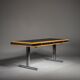 Mid-century modern oak and chrome desk with leather top, 1980s