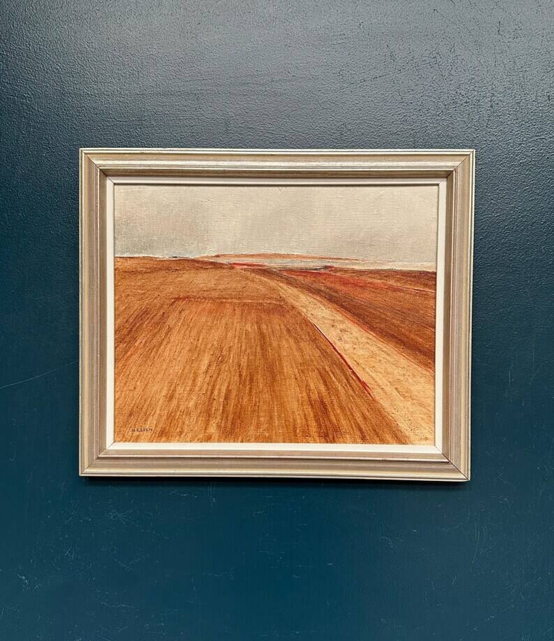 Original Swedish Oil on Canvas - "Rustic Landscape" by Nils Essen - Signed - Vintage and Framed - 42 × 50 cm (16.5" × 19.7")