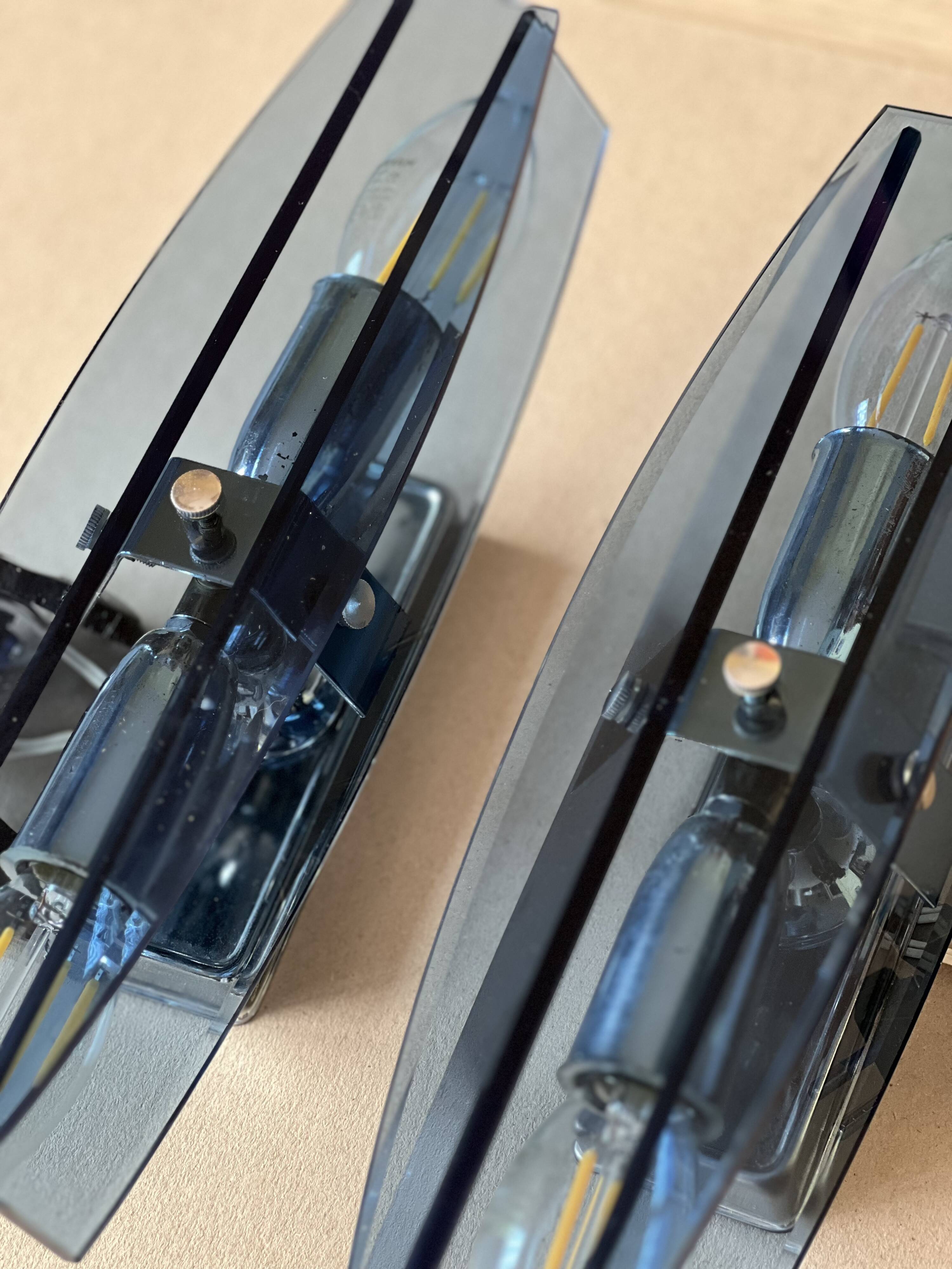 Pair of wall lights attributed to Veca for Fontana Arte, 70s