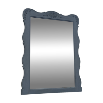 Antique Louis XV style mirror in solid oak with grey patina, 131cm.