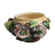 Grand Cache-pot Barbotine Art Nouveau - Décor Pavots Polychrome