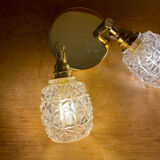 Double vintage tulip wall light in moulded glass.