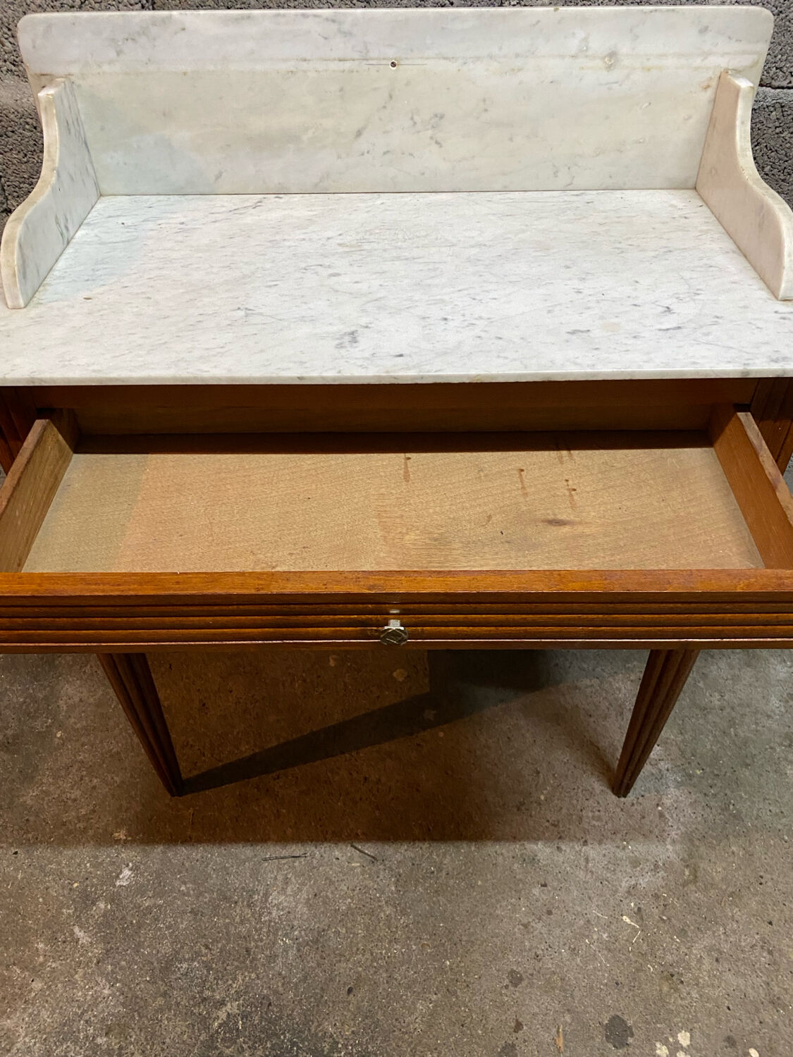 Antique dressing table, white marble