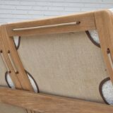 1970s, renovated Danish 3-seater sofa, solid oak wood.