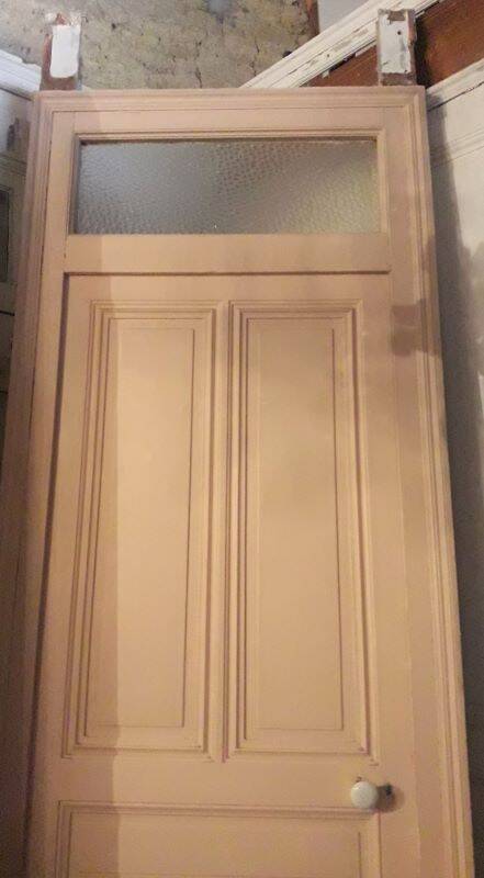 Old Haussmannian door 83x219.5cm with glazed transom frame.