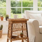 Occasional table, wicker side table.