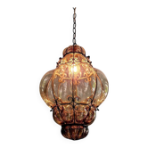 Large Venetian suspension in smoked blown Murano glass, mid-20th century.