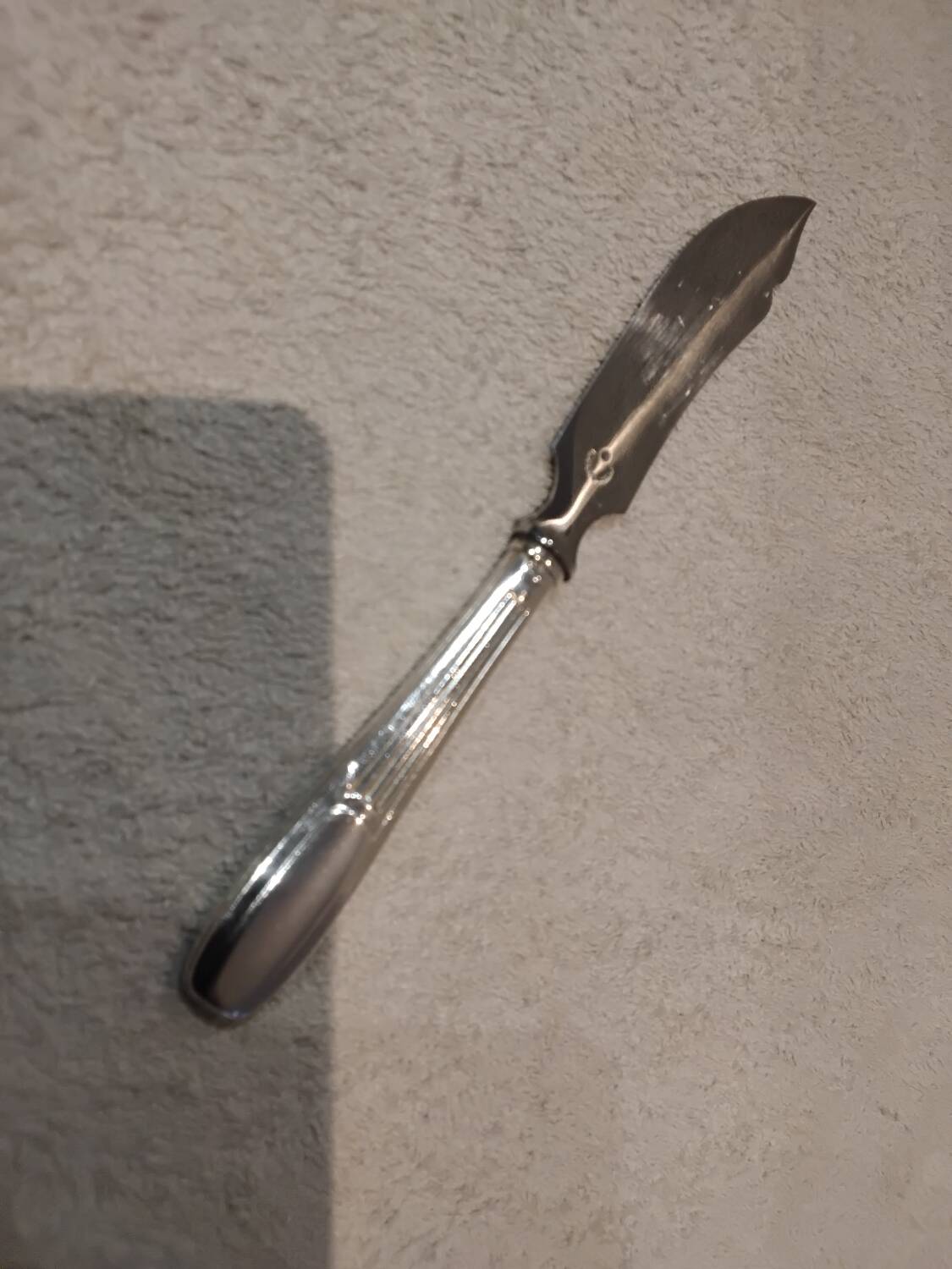 Butter knife with silver metal handle, goldsmith SFAM art deco style