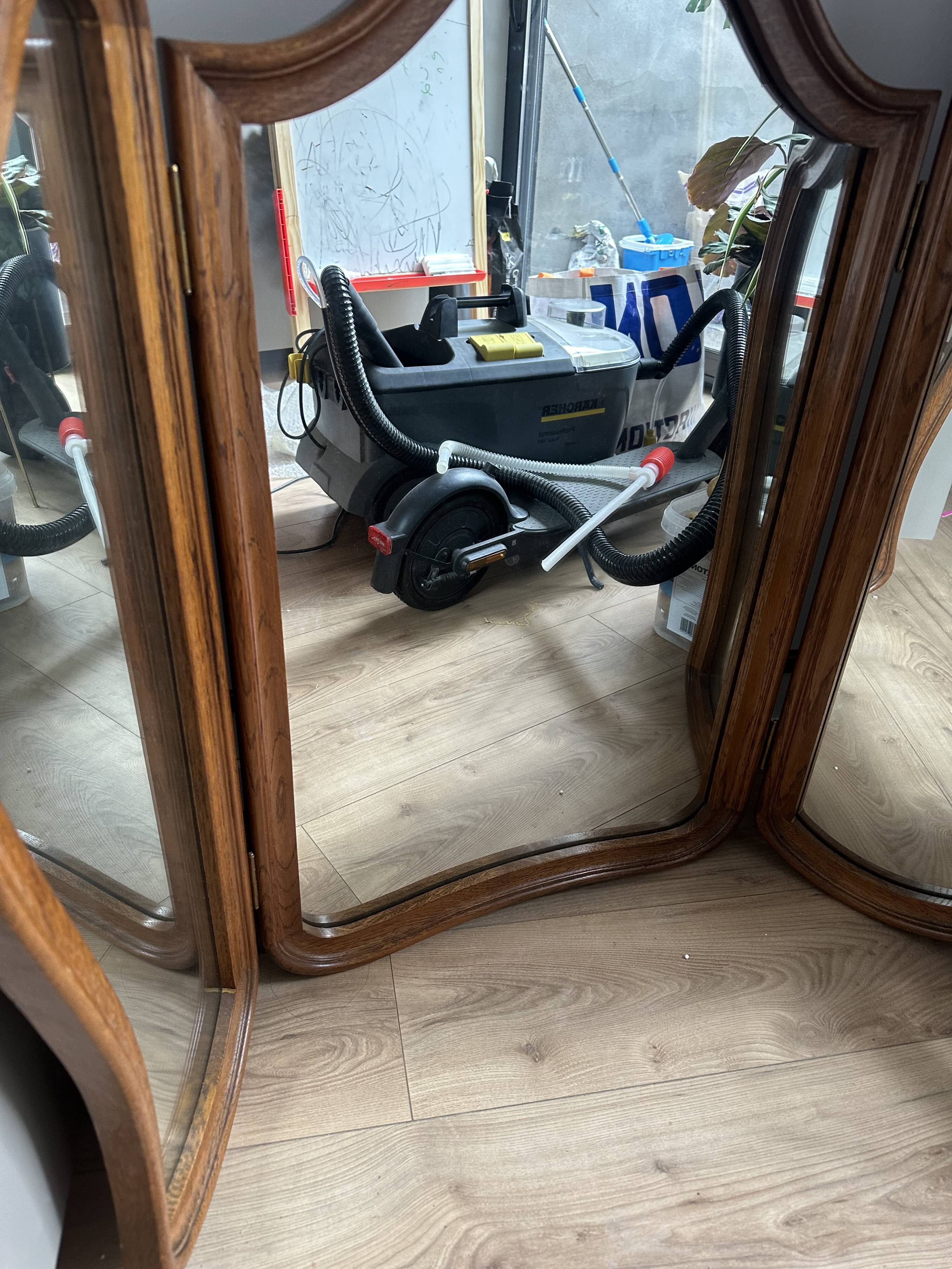 Art Deco style solid wood triptych mirror