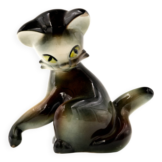 Figurine de chat Jichokera Bechyně vintage, années 1960