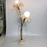 Two branch palm tree floor lamp 1970s italian hollywood regency brass