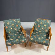 Pair of lounge armchairs mid century modern upholstered 1960s Czechoslovaki