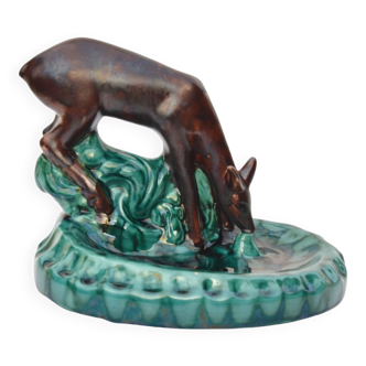 Ceramic figurine of Deer Keramik Kravsko Czechoslovakia 1970s.