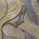 Bas relief en pierre style Art Déco, femme cheveux au vent