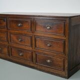 Apothicaire / Classeur Antique en Chêne et Bois Fruitiers, France, Début du 20ème Siècle
