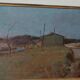 Peinture à l'huile sur panneau paysage arnaccio pise bruno loretti (livorne