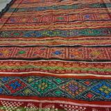 Tapis kilim berbère multicolore vintage fait à la main en laine 195x85cm