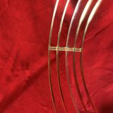 Vintage round tray in gold metal and mirror