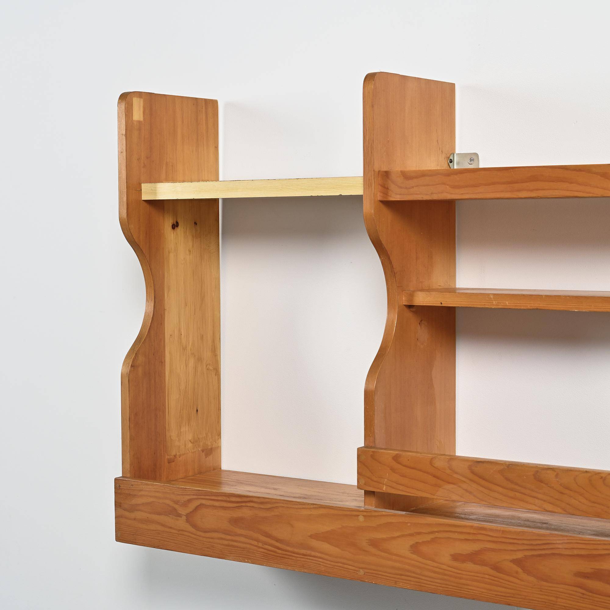 Pine wall-mounted sideboard, Les Arcs 1800, circa 1970