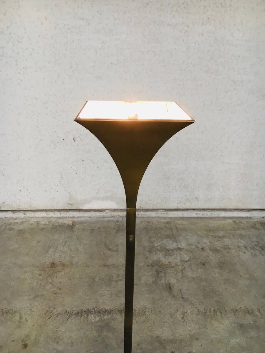 Postmodern Design Brass Fluted Torchiere Floor Lamp by Relco, Italy, 1980s