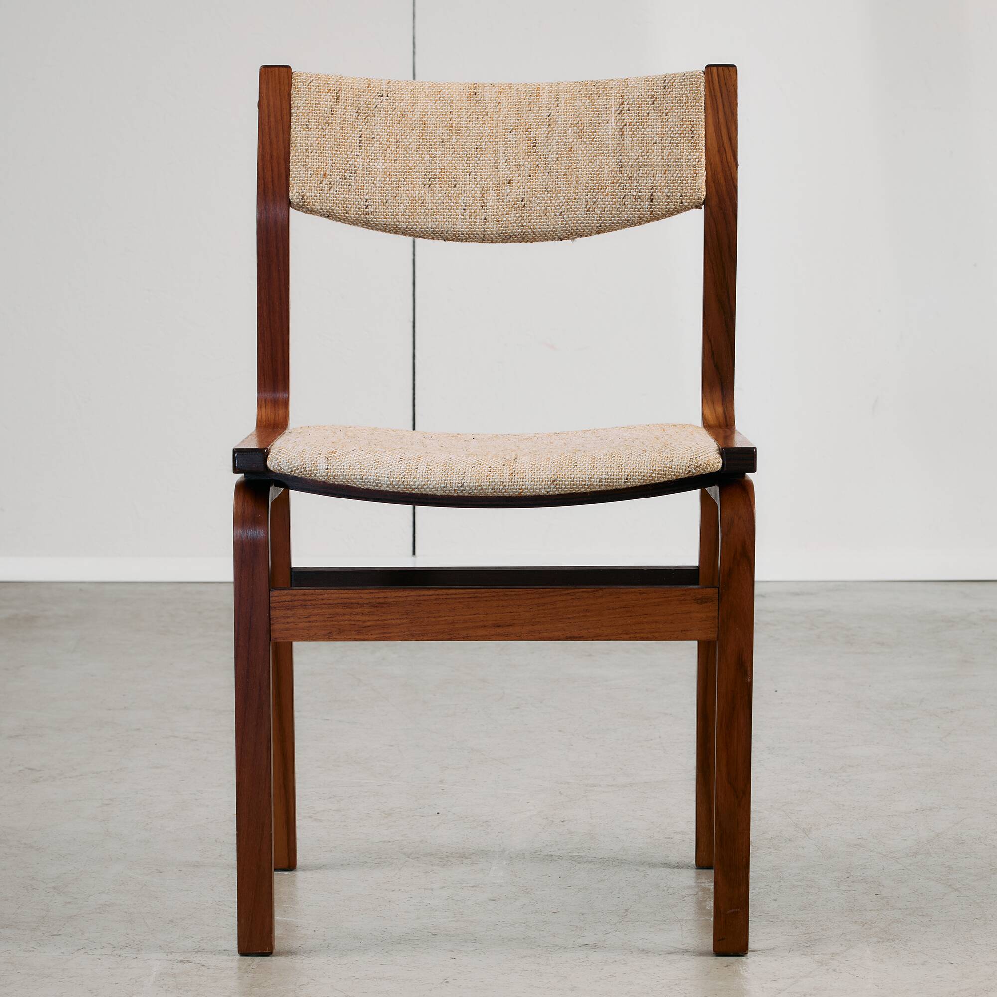 Mid-Century Bentwood Chair Set in Stained Beech with Wool Upholstery