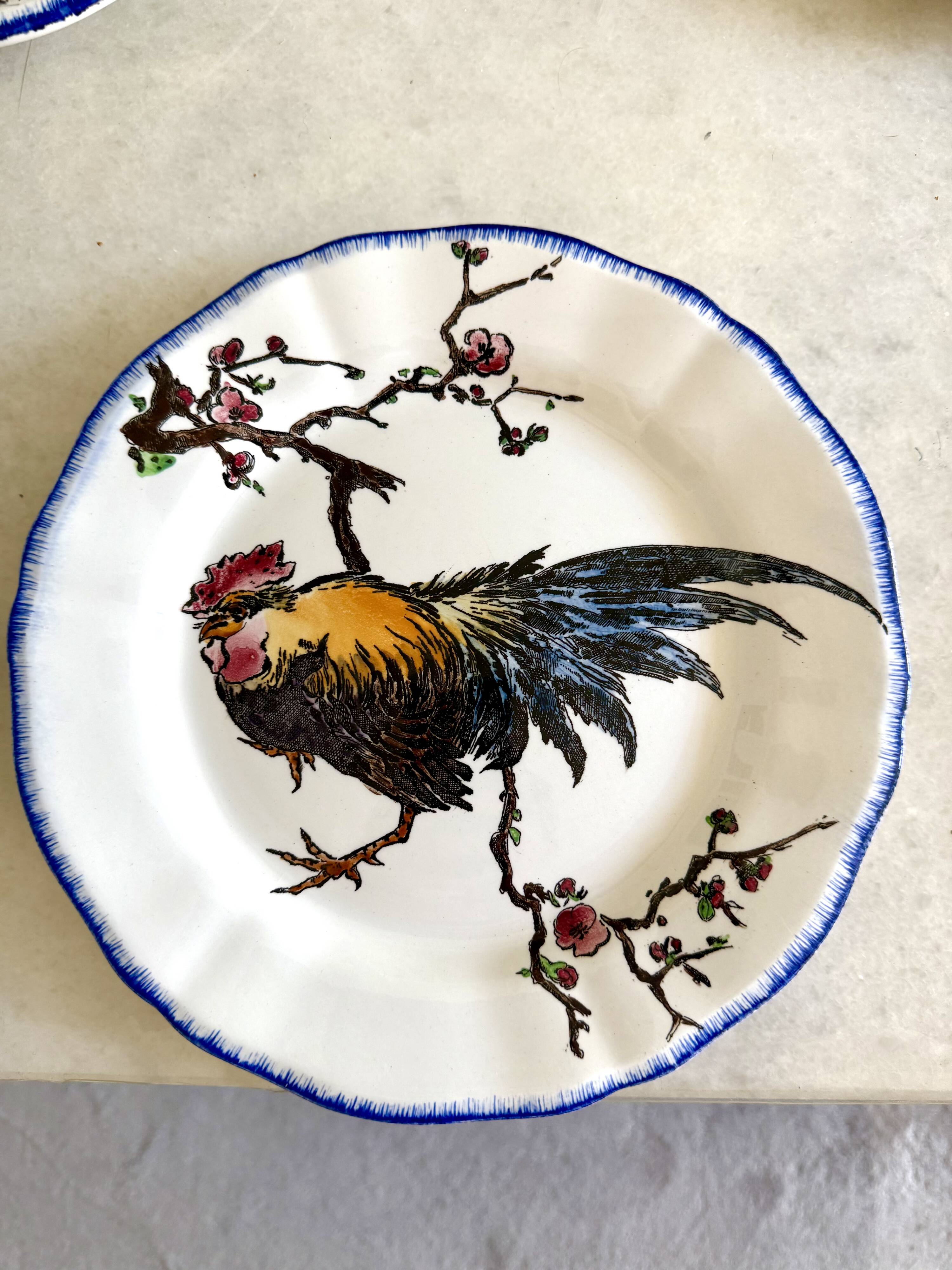 Service de table assiettes et plats Gien modèle grands oiseaux