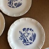 Set of 8 Digoin dessert plates blue white birds paradise model